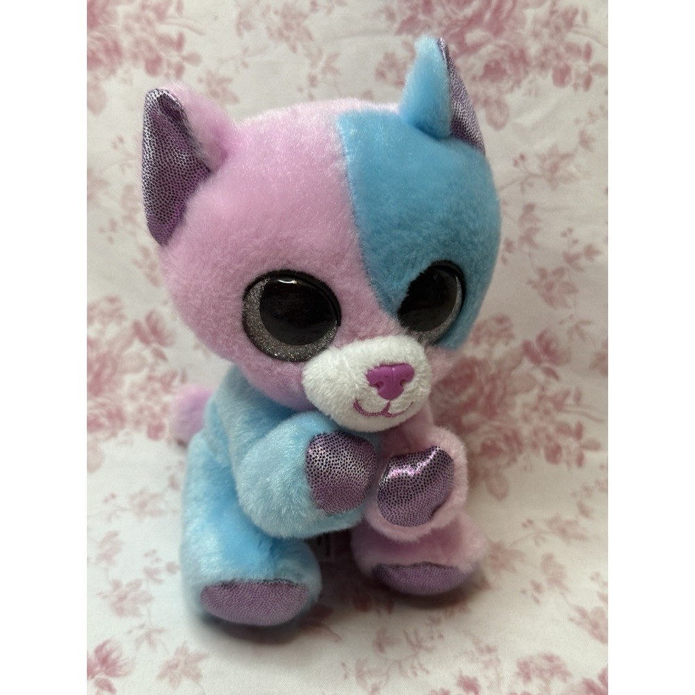 ZURU Coco Cones Mitzy the Kitten Plush 6" Pink Blue Stuffed Animal Glitter Eyes